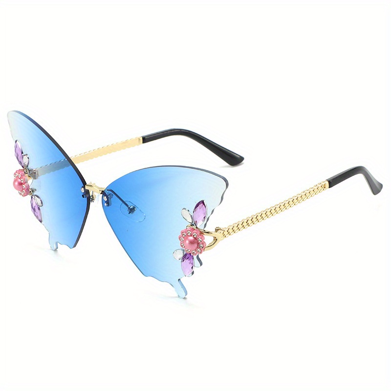 1pair Women Rimless Butterfly Design Creative Fashion Glasses For