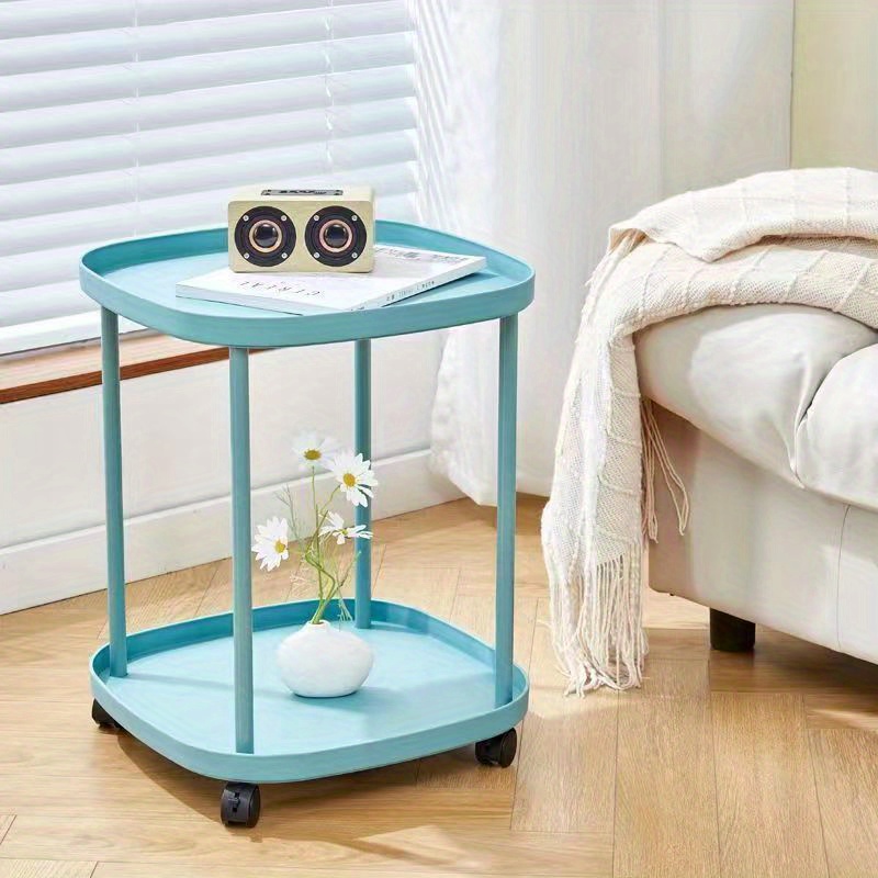 Modern Double Layer Tray Table Wheels Perfect Bedside Sofa Temu