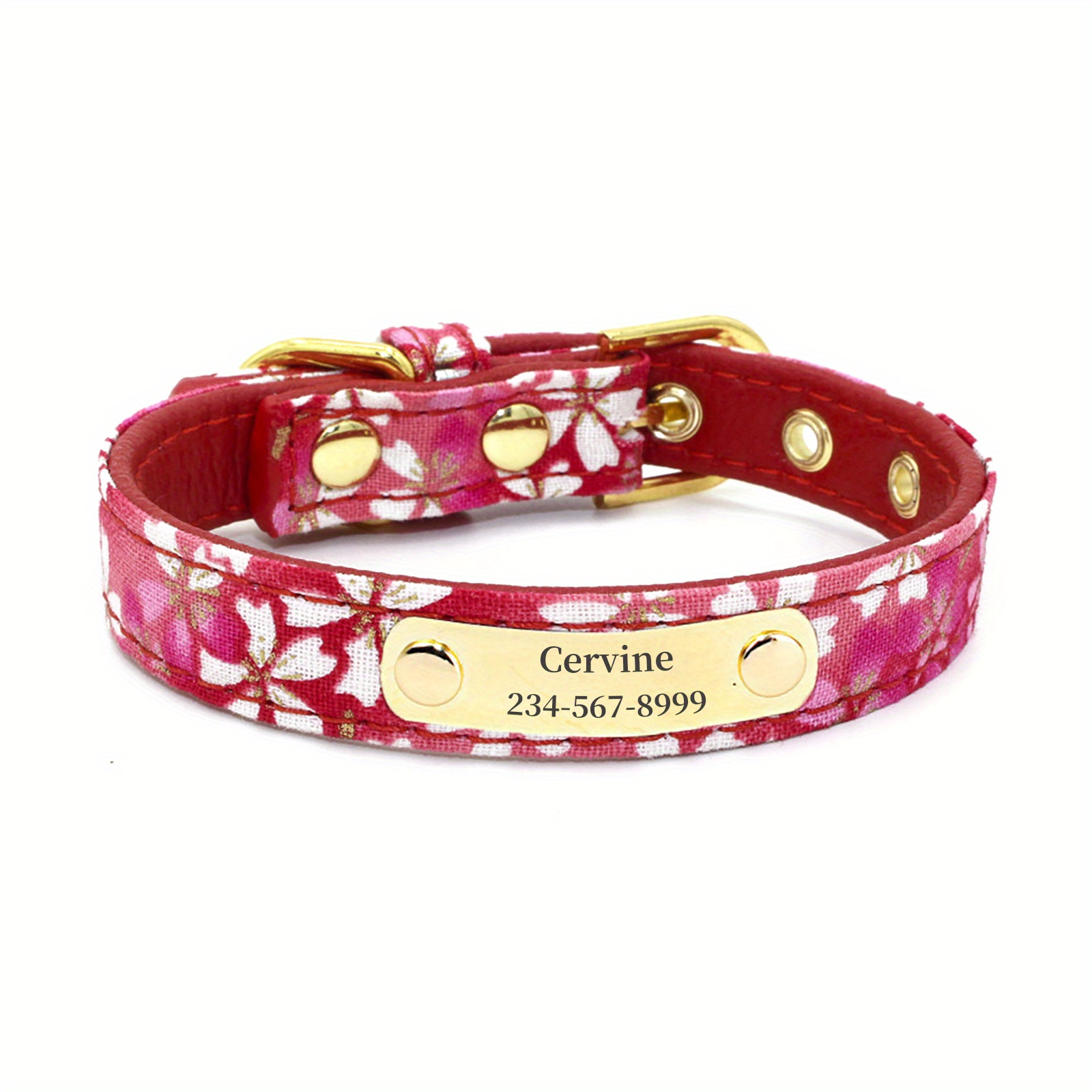 Customized Red Printed Pet Collar Soft Dogs Collar With Golden Buckle