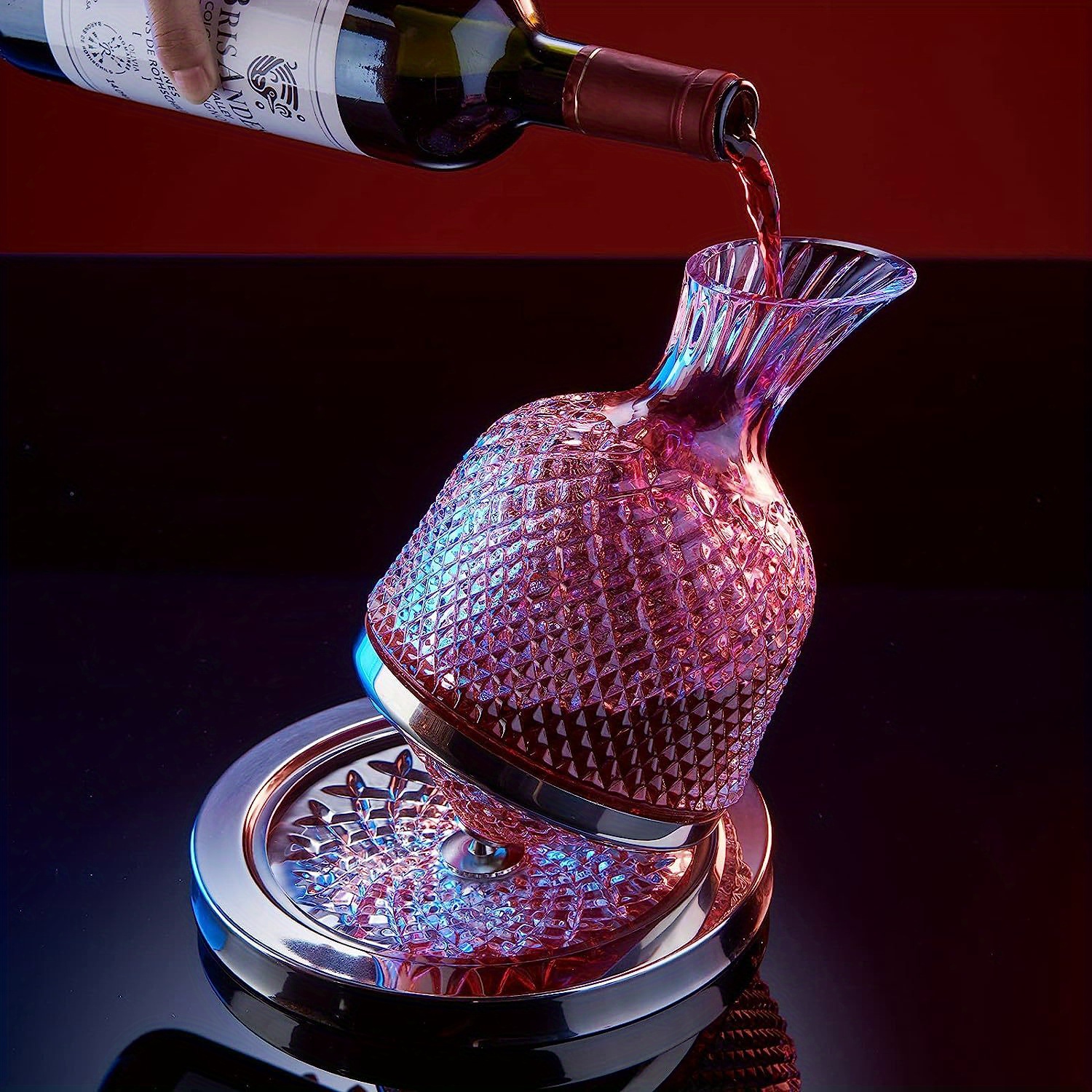 1 Pz Decanter Vino In Vetro Cristallo Decanter Rotante - Temu Italy