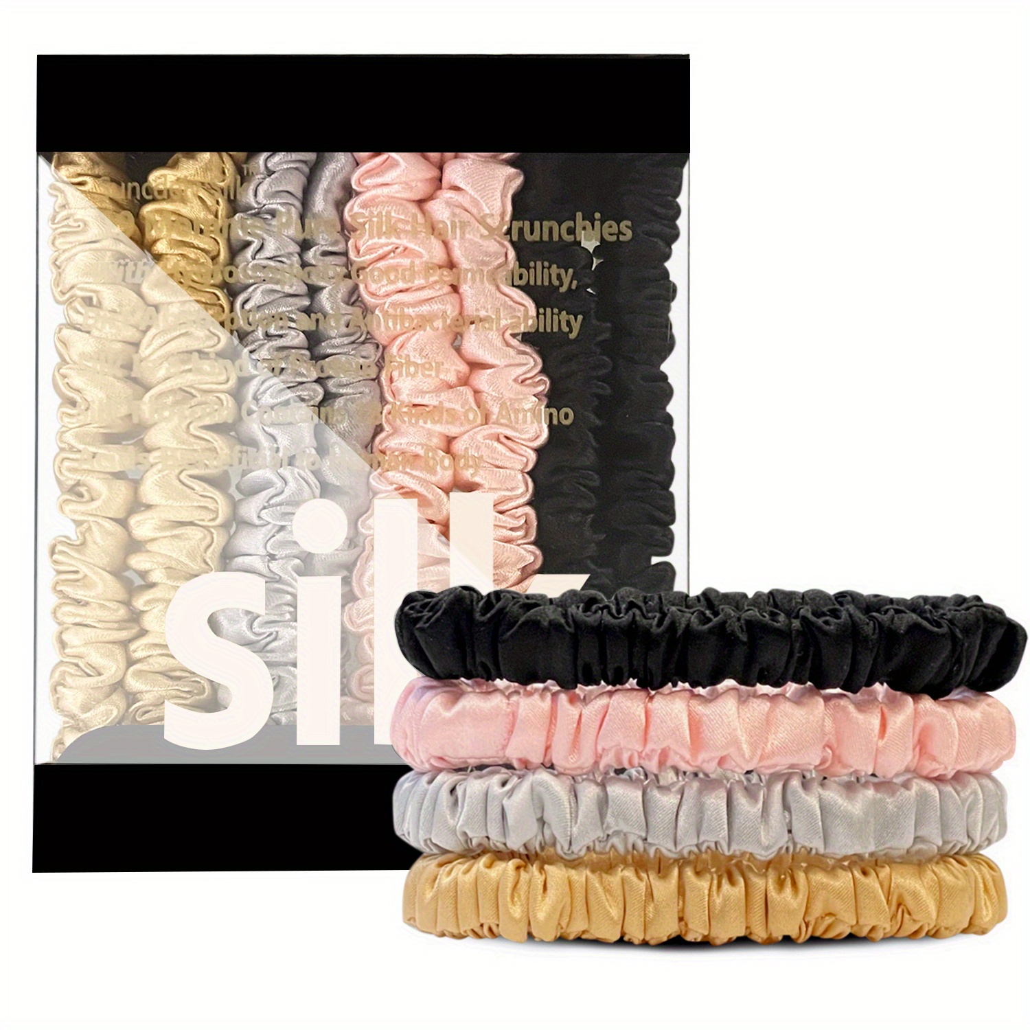 Scrunchies Hair Ties Silk Satin Scrunchy - Hair Elastics Bands Ponytail  Holder Pack of Neutral Scrubchy Hair Accessories Women Girls : :  Beauty & Personal Care