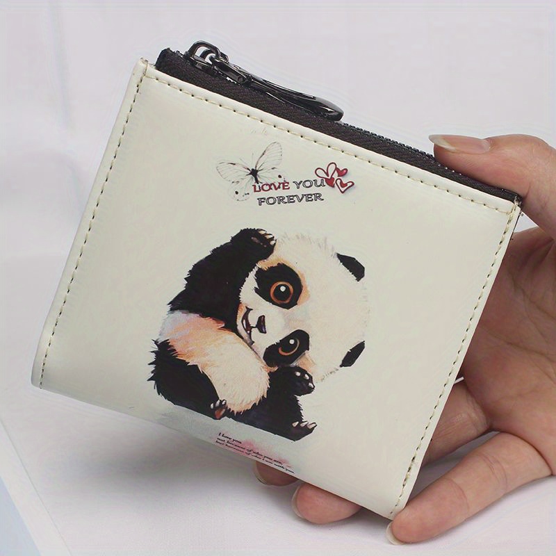 Kawaii Fox Panda Print Short Wallet, Clutch Credit Card Holder, Casual Coin  Purse