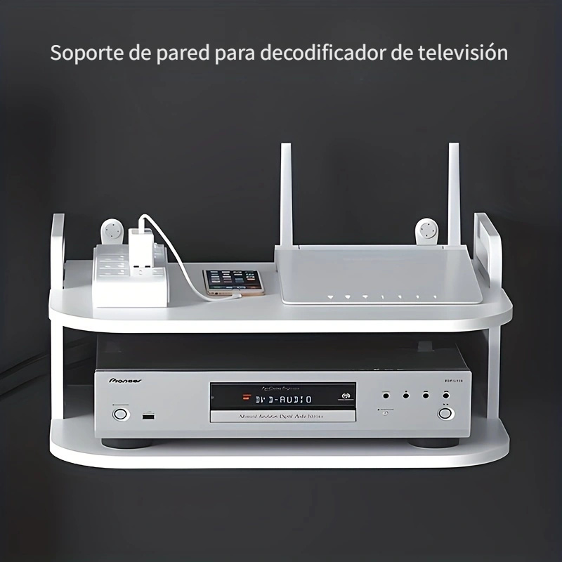 WIFI Router Set de soporte para teléfono fijo y reproductor de DVD, estante  para dormitorio, sala de estar, estante de pared flotante para montaje en