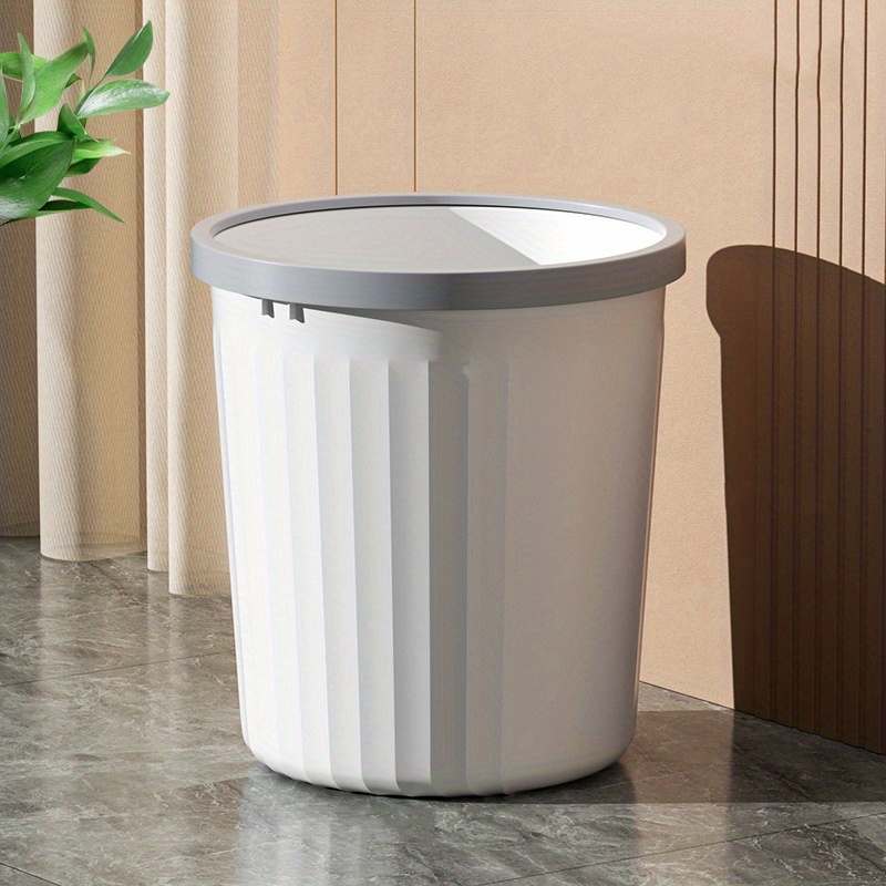 Plastic Lidless Trash Can, Medium Garbage Can With Pressure Ring, Kitchen  Bathroom Bedroom Living Room Dorm Office Toilet Garbage Can - Temu