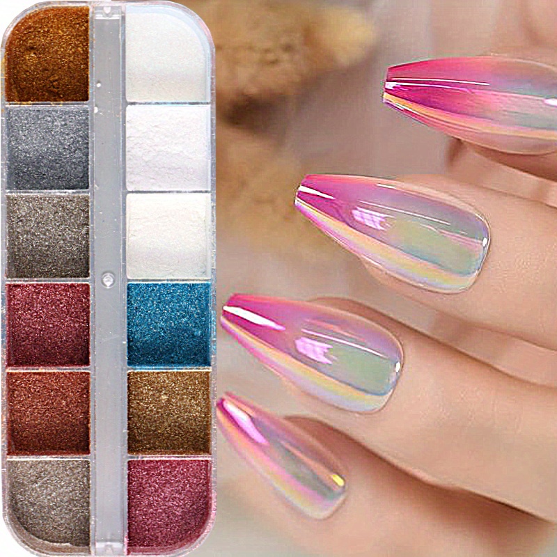 Magic Mirror Chrome Nail Powder Holographic Laser Nail - Temu