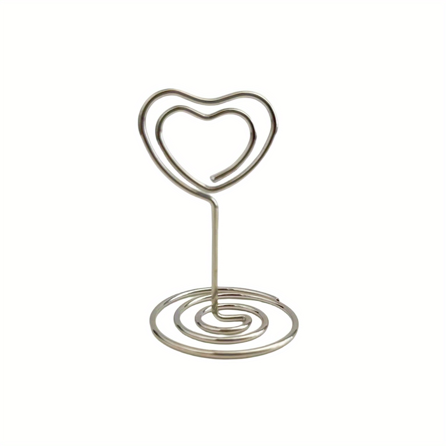 10pcs Romantic Heart Photo Clips Metal Rose Golden Silvery Place Memo Card  Holder Table Number Stand Wedding Desktop Decor Supplies