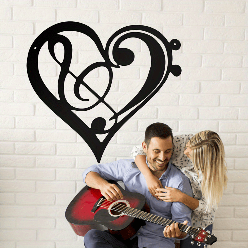 Music Note Heart Sign Metal Heart Wall Art Metal Love Heart - Temu