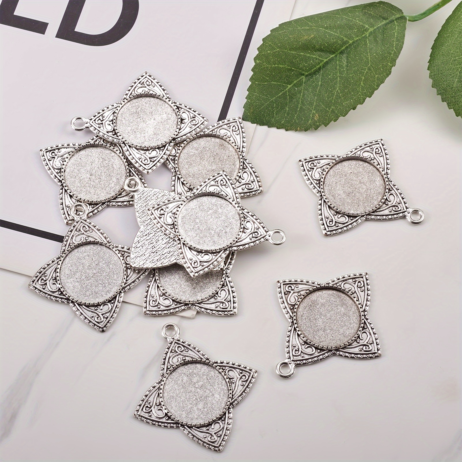 Stainless Steel Alloy Pendants, Base Blanks Cabochons Setting Tray