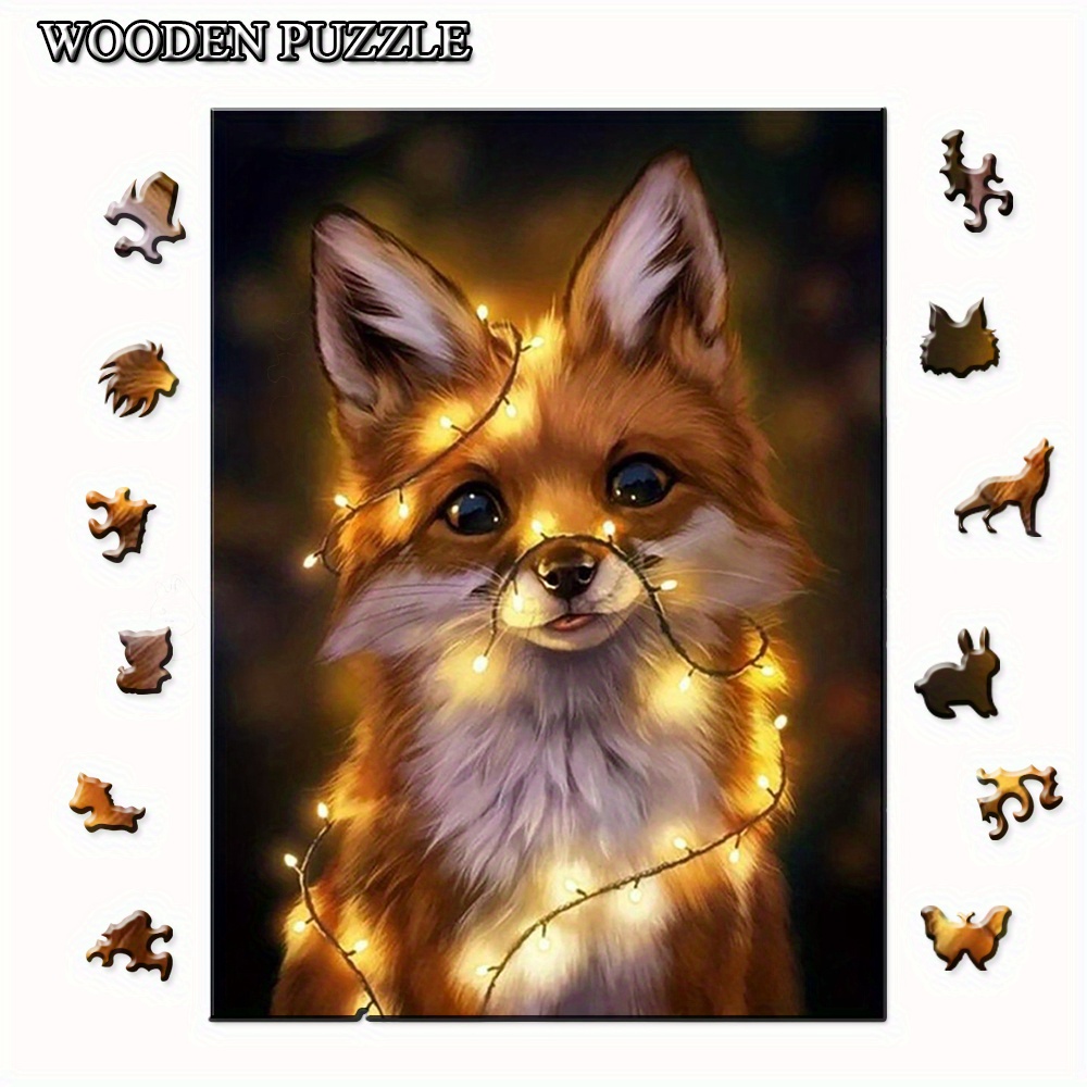 Wooden Jigsaw Puzzles, Fox Family Wooden Puzzles for Adults and Kids