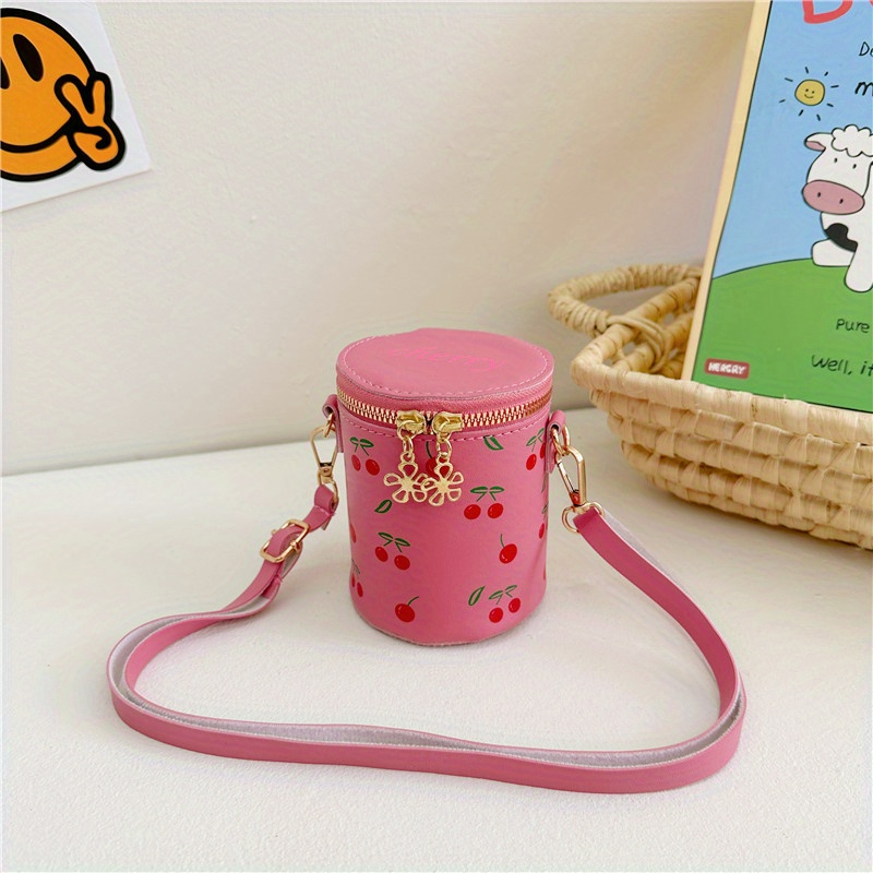 Ltesdtraw Plush Cherry Bucket Bag Casual Crossbody Bag Portable Chain Soft  Cute for Travel 