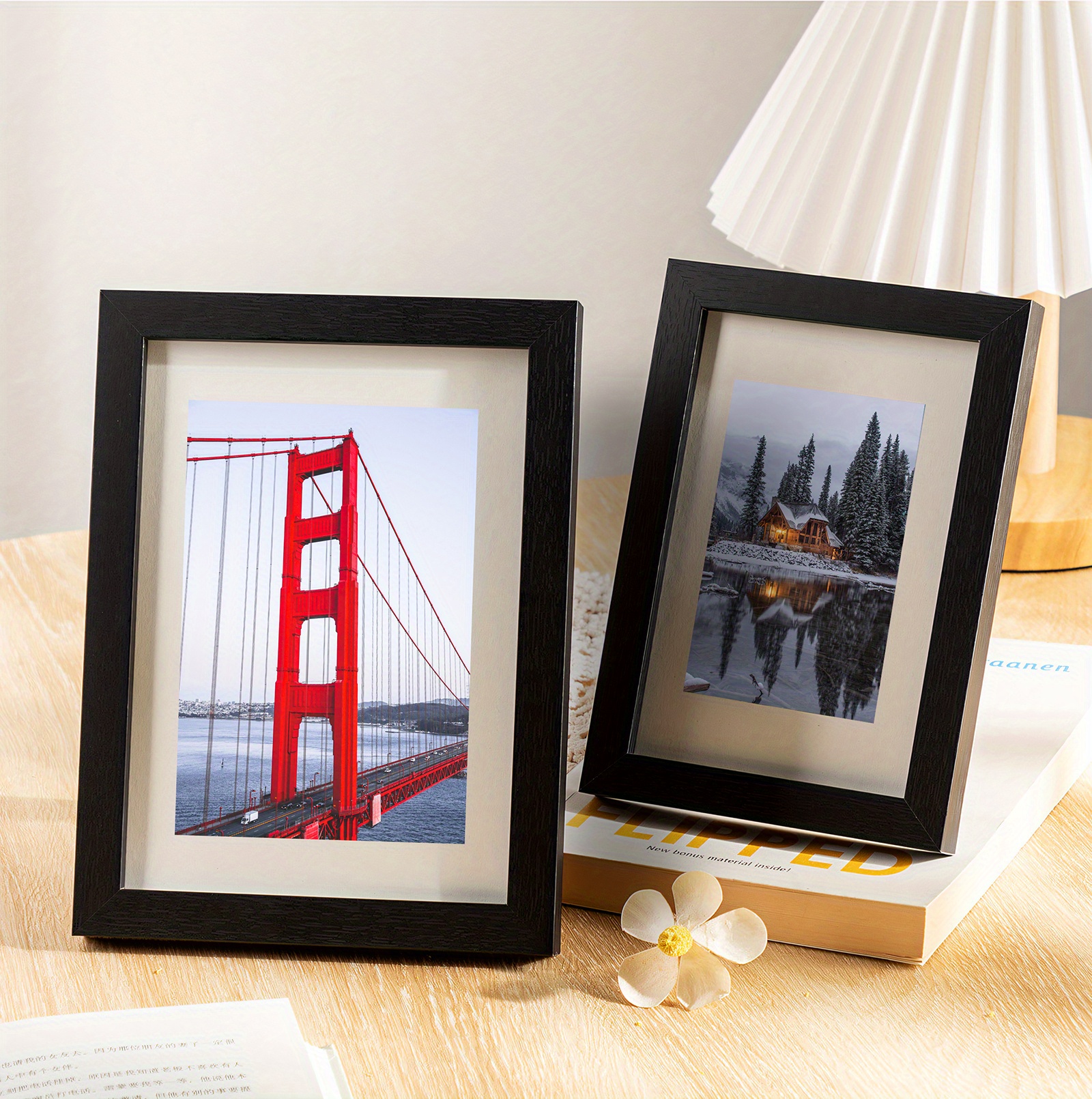 4x6 Picture Frame Wood Color/white High Definition Glass - Temu