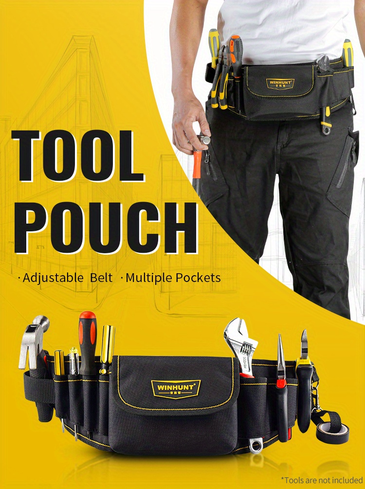 Winhunt Tool Belt For Electrician, Carpenter, Construction  Worker-adjustable Utility Tool Belt,waist Pouch, Bag Lid, Hammer Holder-rope  Belt, Garden Apron Temu