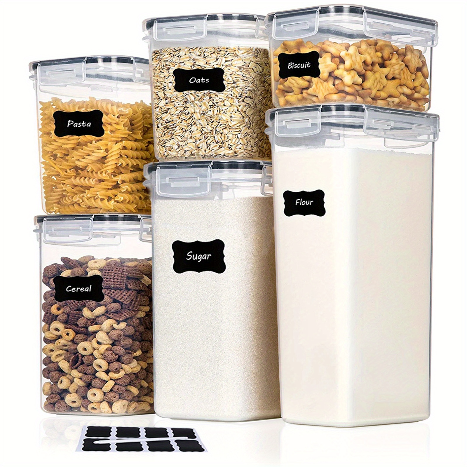 Shazo Airtight Food Storage Containers 7 Piece Set, Pantry Organizer BPA  Free Plastic Flour, Pasta Containers with Easy Lock Lids for Kitchen Pantry
