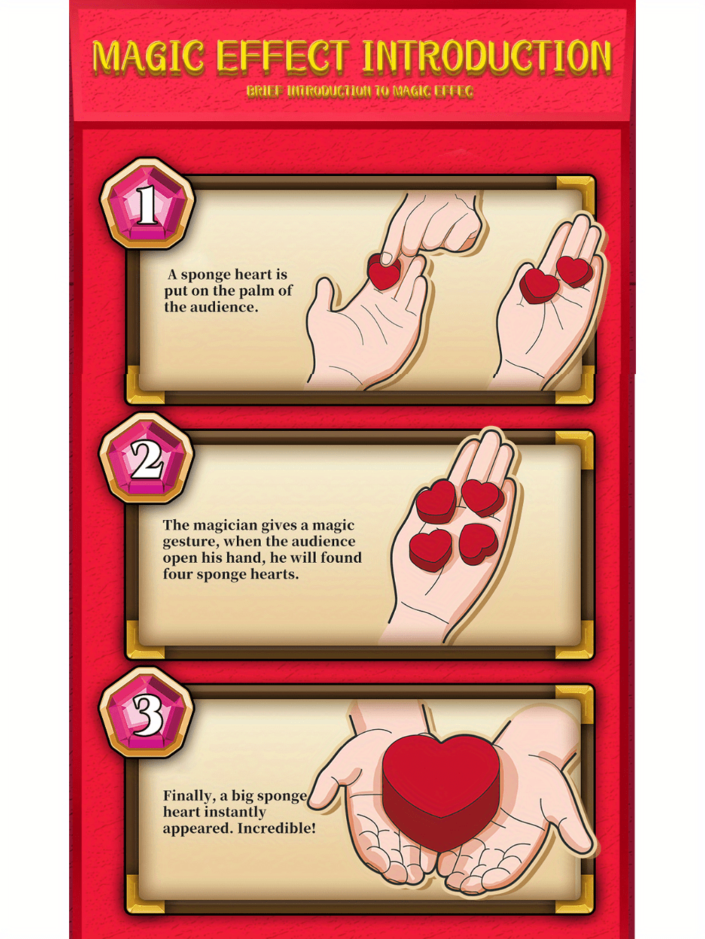 5pcs Hearts Sponge Magic Magic Props Red Heart Sponge Love Ball Party Trick  Close Up Magic