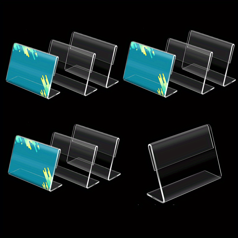Boloyo Acrylic Desk Nameplate Holder 12PC L-Shaped Sign Stand for Table  Displ