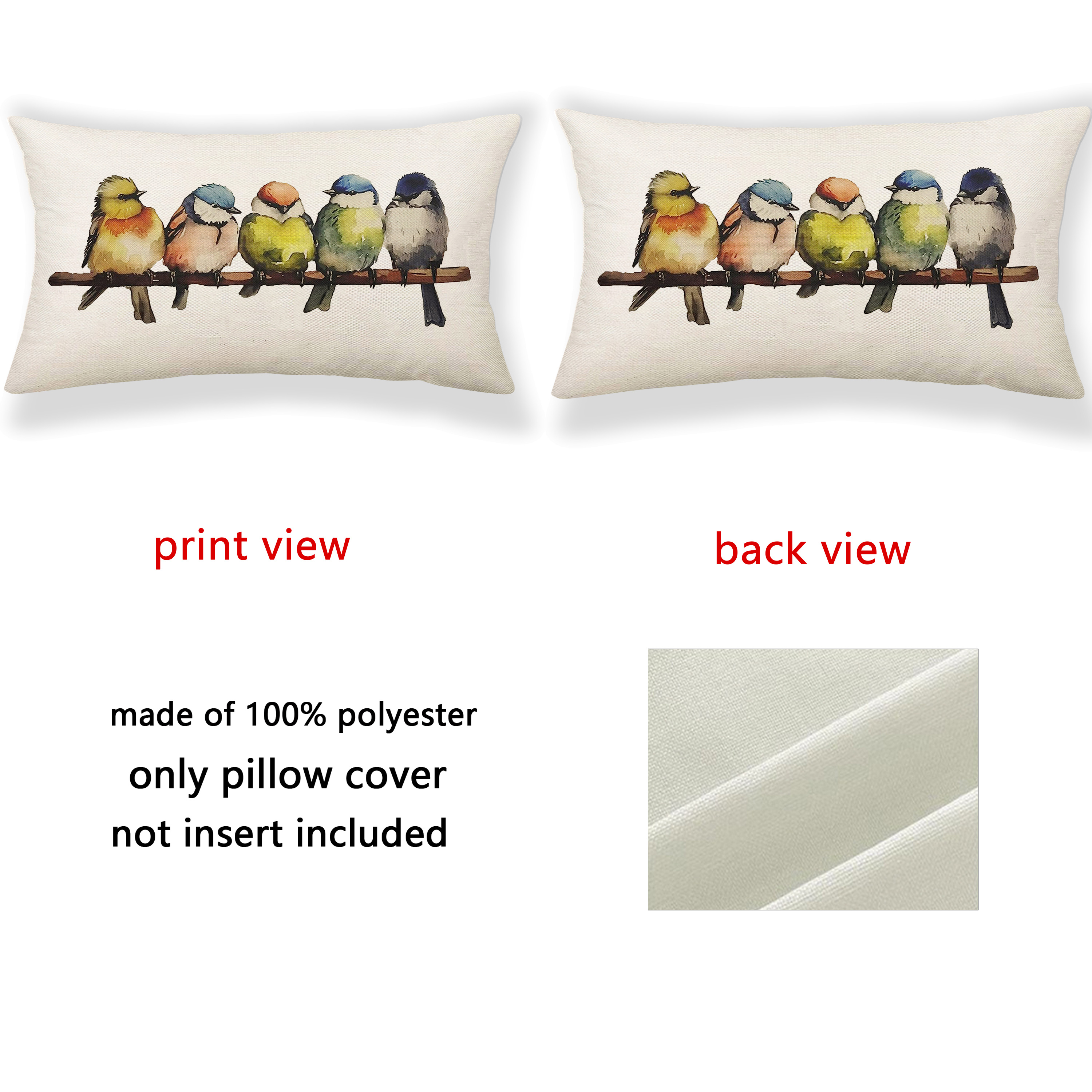 2pcs 12inch 20inch oil   bird pillow cover cushion cover double sided printed polyester linen pillow   sofa seat lumbar pillow lumbar   bedroom decorative pillows pillows not included details 2