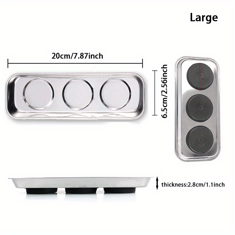 Round Magnetic Parts Tray Bowl Dish Stainless Steel Garage Holder