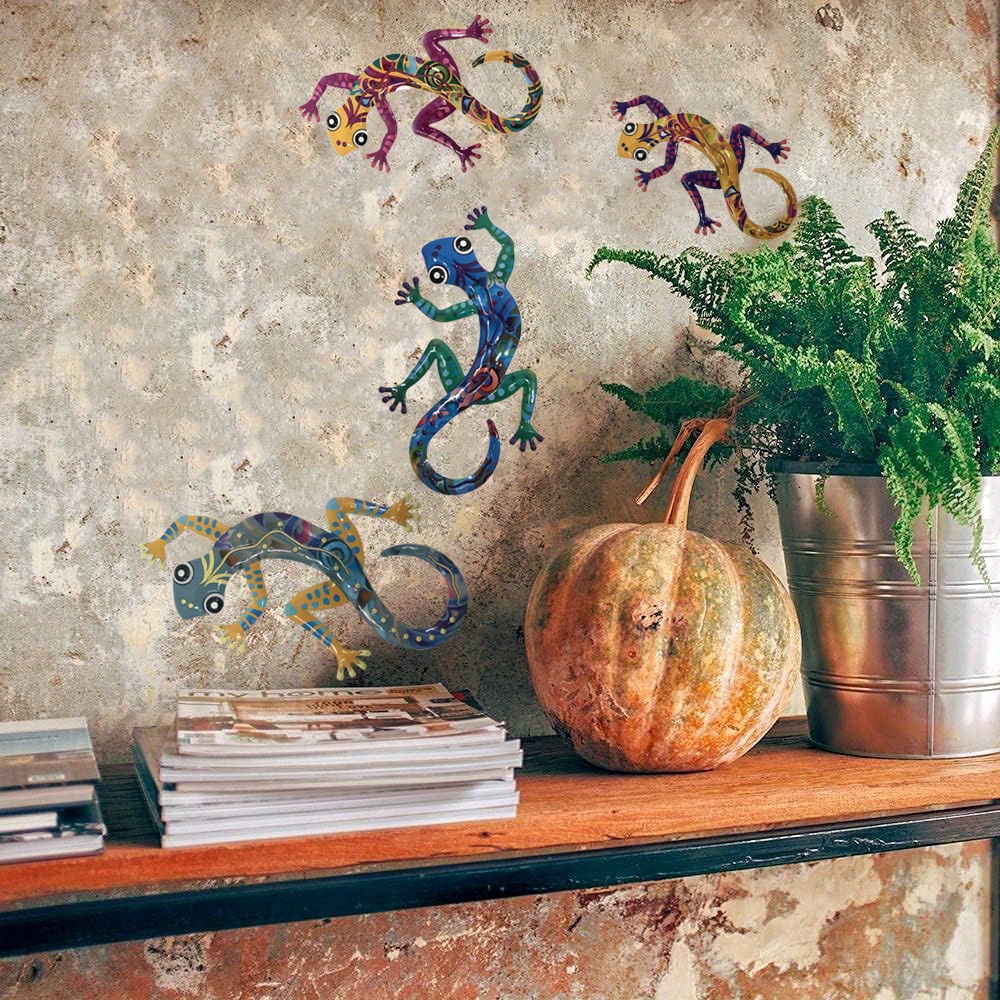 Decorazione da parete in metallo a forma di lucertola, per cortile, recinto, giardino, casa, esterno e , sculture per Pasqua, regali per bambini