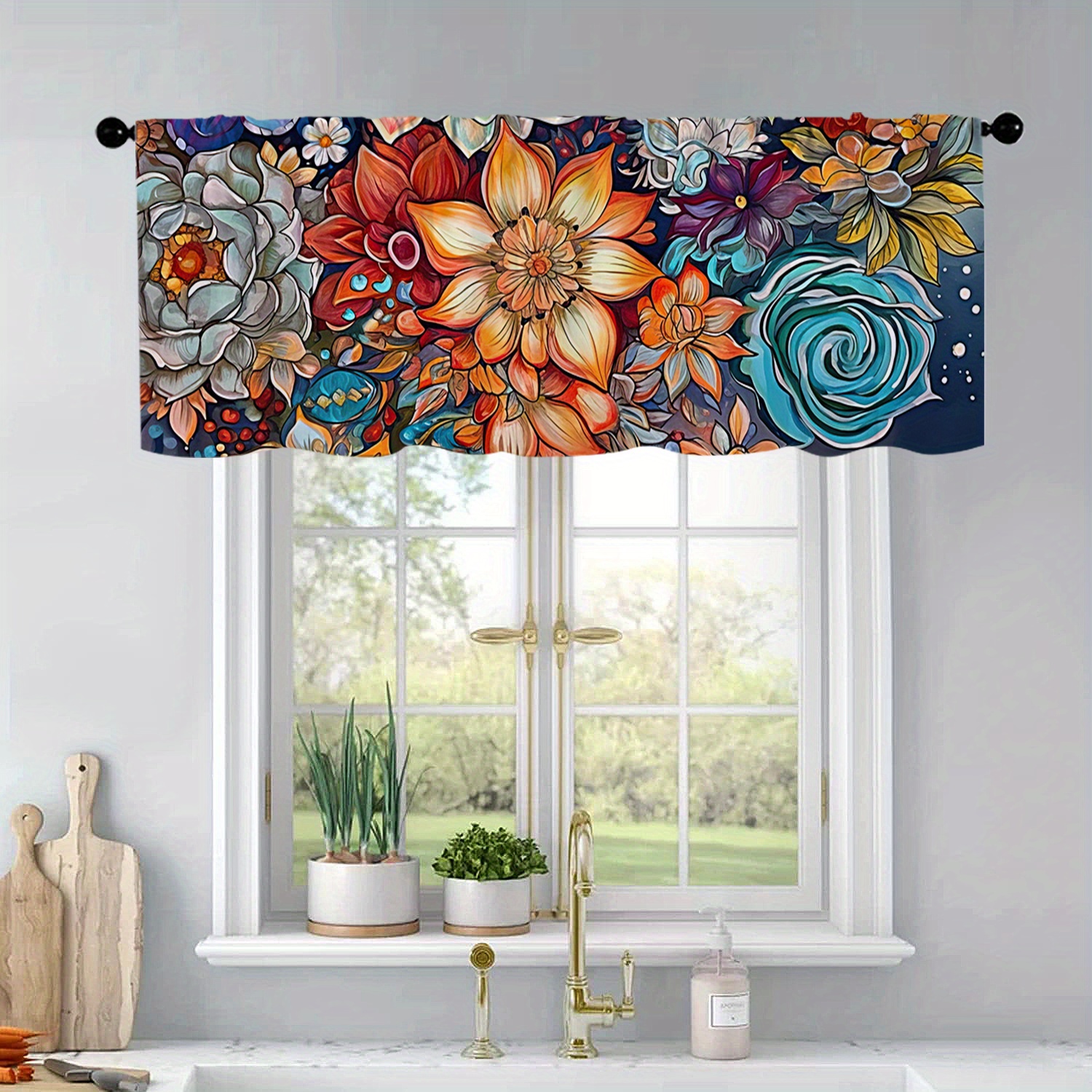  Tab Top Kitchen Valance,Halloween Witch Hat Spiders Small  Window Valance Curtain 1 Panels,Full Moon Rero Linen Back Boo Quotes Window  Treatment for Bedroom Living Room Bedroon Bathroom 42x12in : Home 