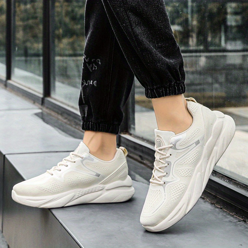 Men's White Mesh Lace Up Sneakers