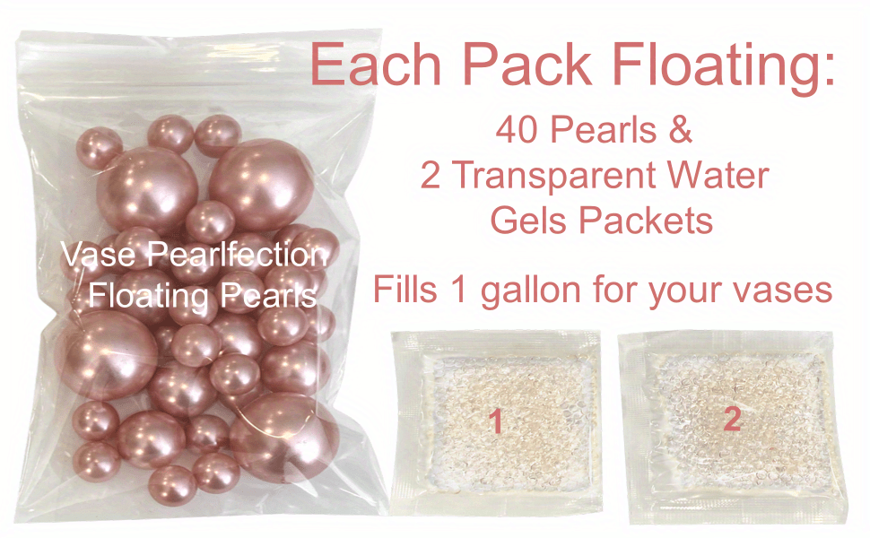 SUREAM Red Floating Pearls 100PCS, 3 Sizes ABS Pearl and 2300PCS Water Gel  Beads, No Holes