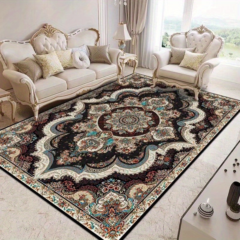 Vintage Boho Polyester Rug for Living Room Bedroom Area