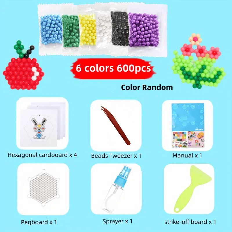Water Sticky Beads Water Fuse Beads Set Beads Diy Kit With - Temu