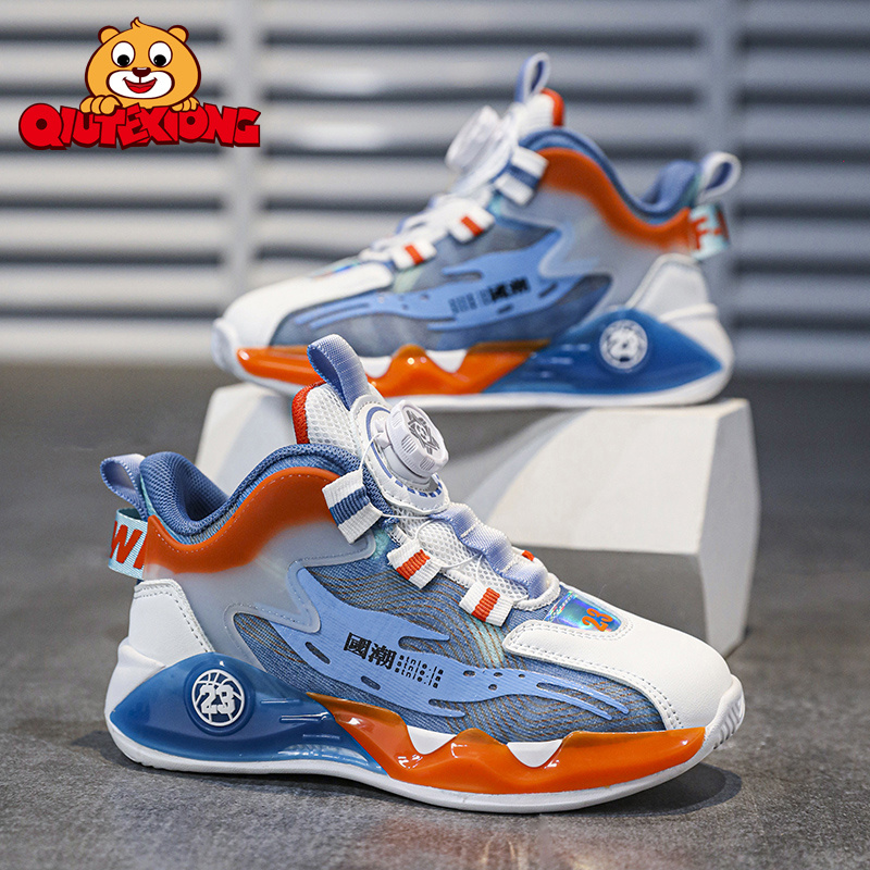 Boy's Color Block Basketball Shoes With Rotating Buckle, Comfy Breathable  Non Slip Shock Absorption Sneakers For Indoor/outdoor Training Running  Walking - Temu