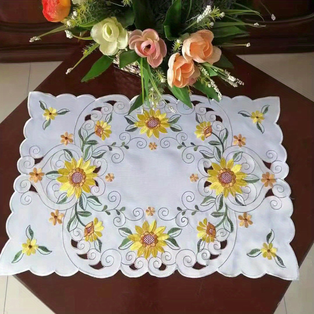 Sells The Pastoral Style Full Work Flower Embroidery Tablecloth Table Flag Dining Table Tea Table Decoration Cover Towel