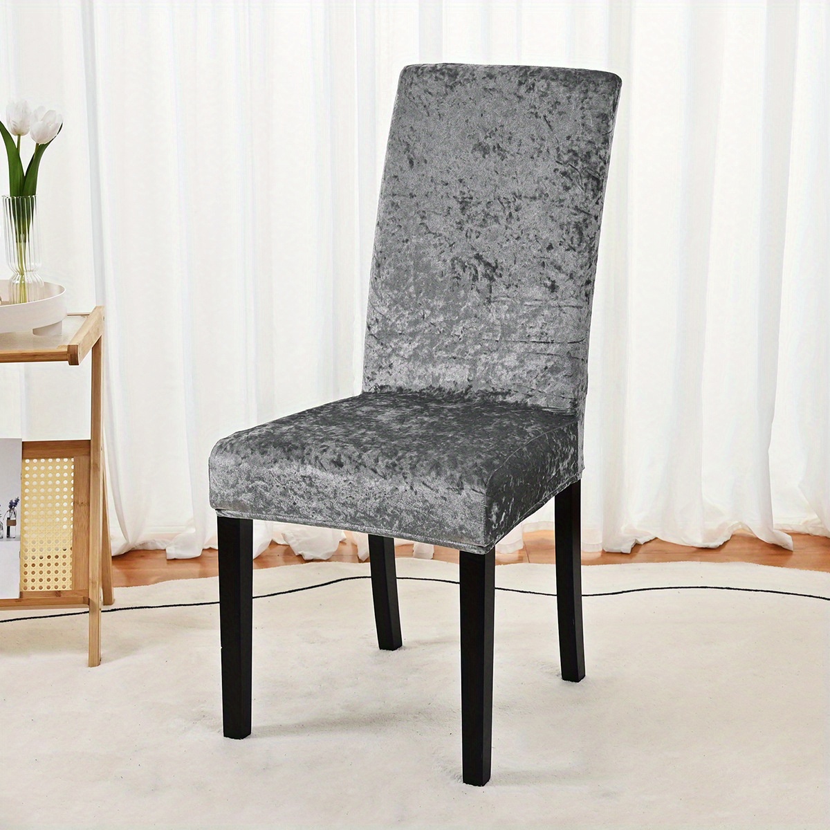 E-shop 1-tlg. Samt-Jacquard-elastischer Stuhlbezug für Zuhause, Schlafzimmer, Küche