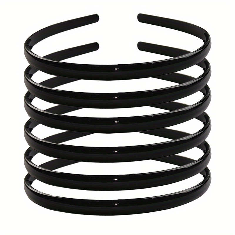 TEMU 6 Diademas Negras Mate - Accesorios de Cabello Sencillos y Elegantes para Mujeres