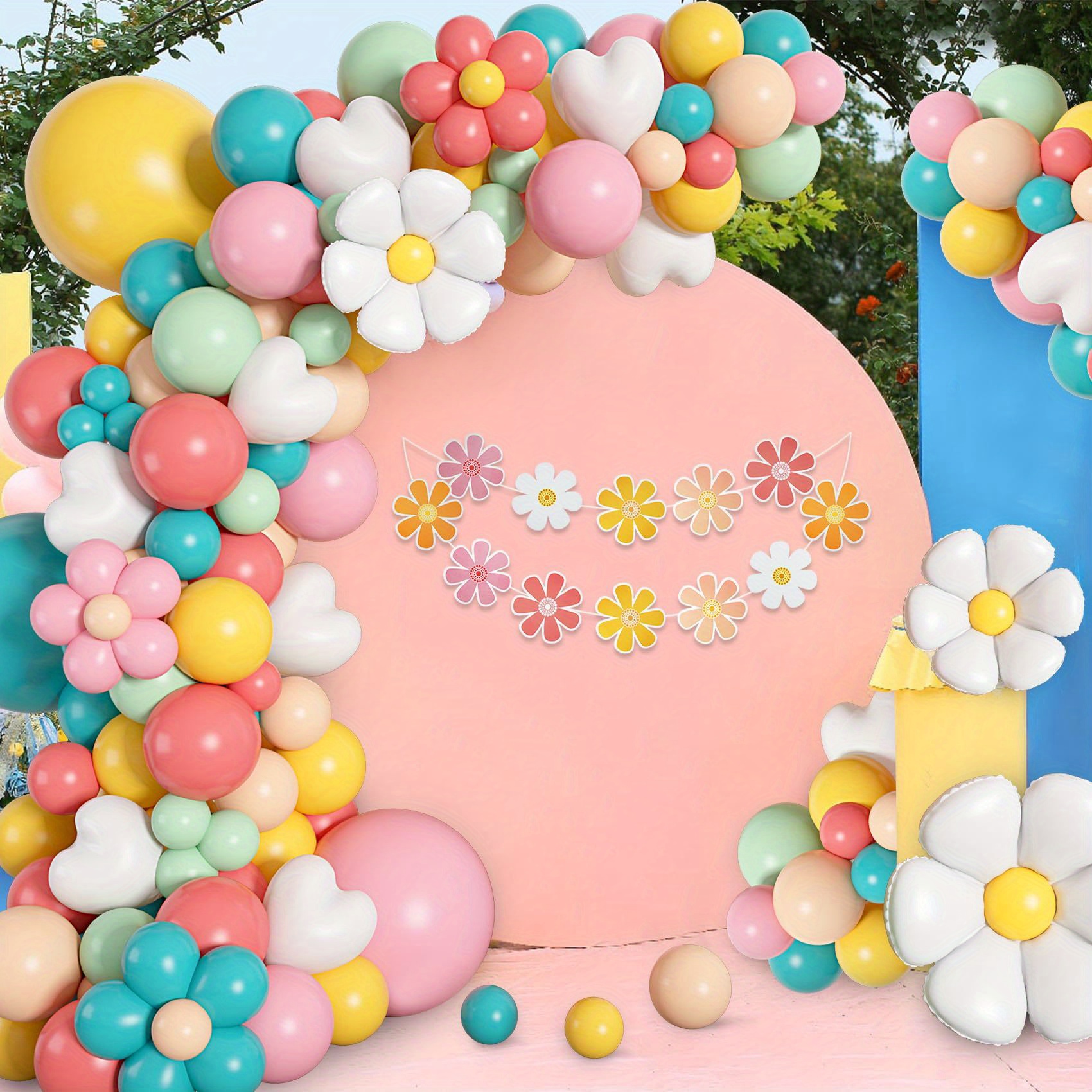 Pastel Flower Party Decorations  Rainbow Pastel Flower Balloon