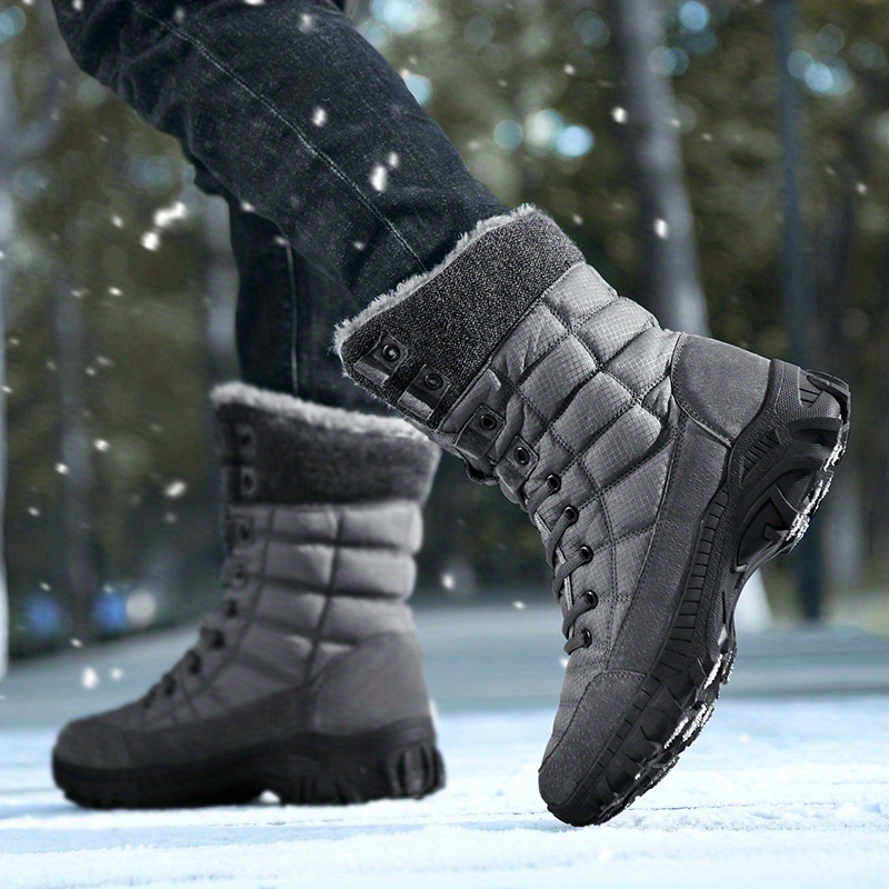 Comprar Botas clásicas de invierno para hombre, botas de nieve cálidas de  felpa de cuero auténtico para hombre, botas de trabajo romanas impermeables  para exteriores para hombre, botas de moto para hombre