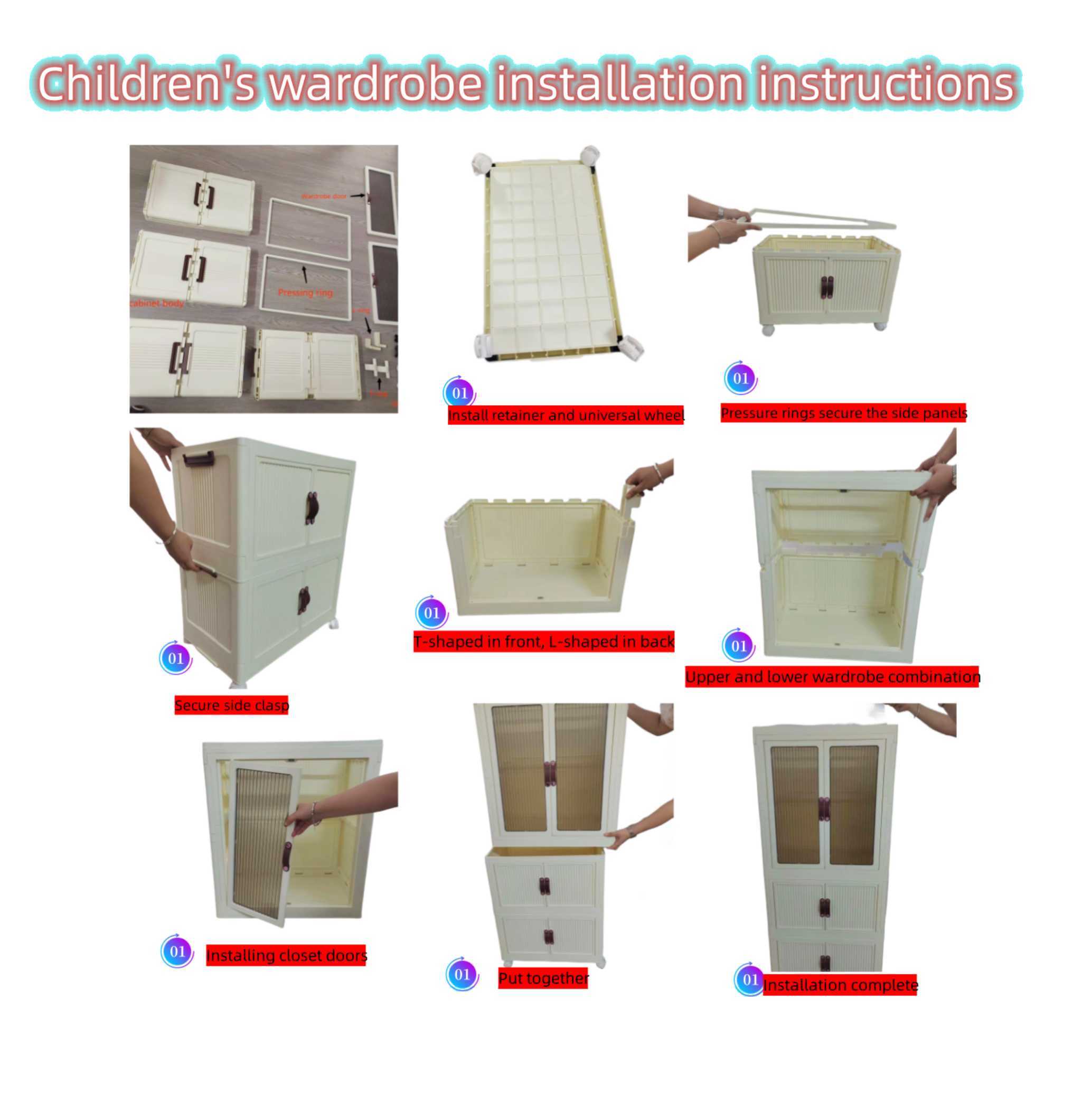 Foldable Clothes Storage Cabinet With Wheels Splicing - Temu