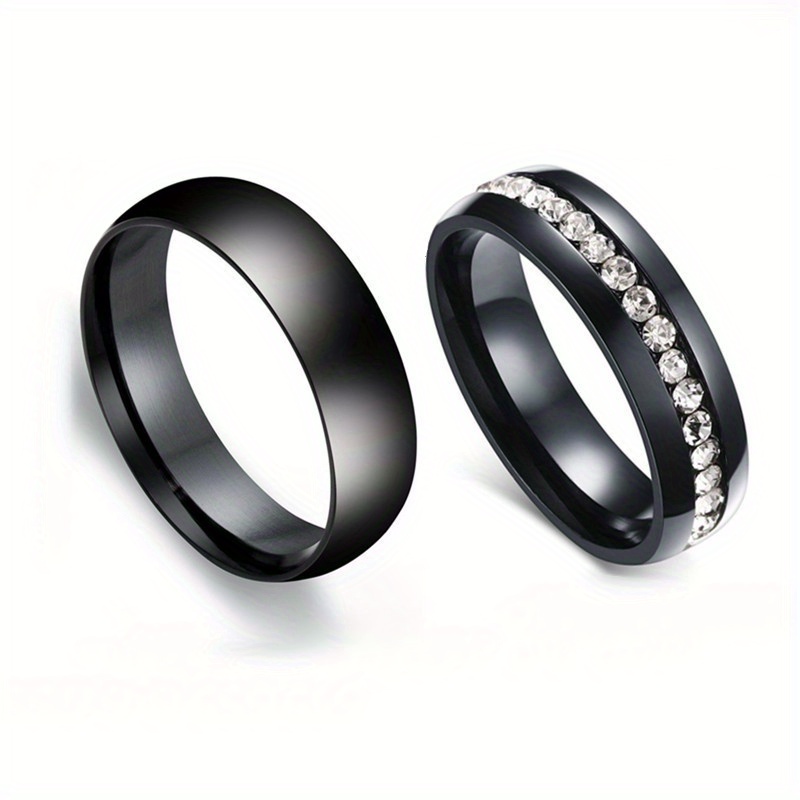 Fashion Stainless Steel Rings, Couple Ring, Simple Rhinestone