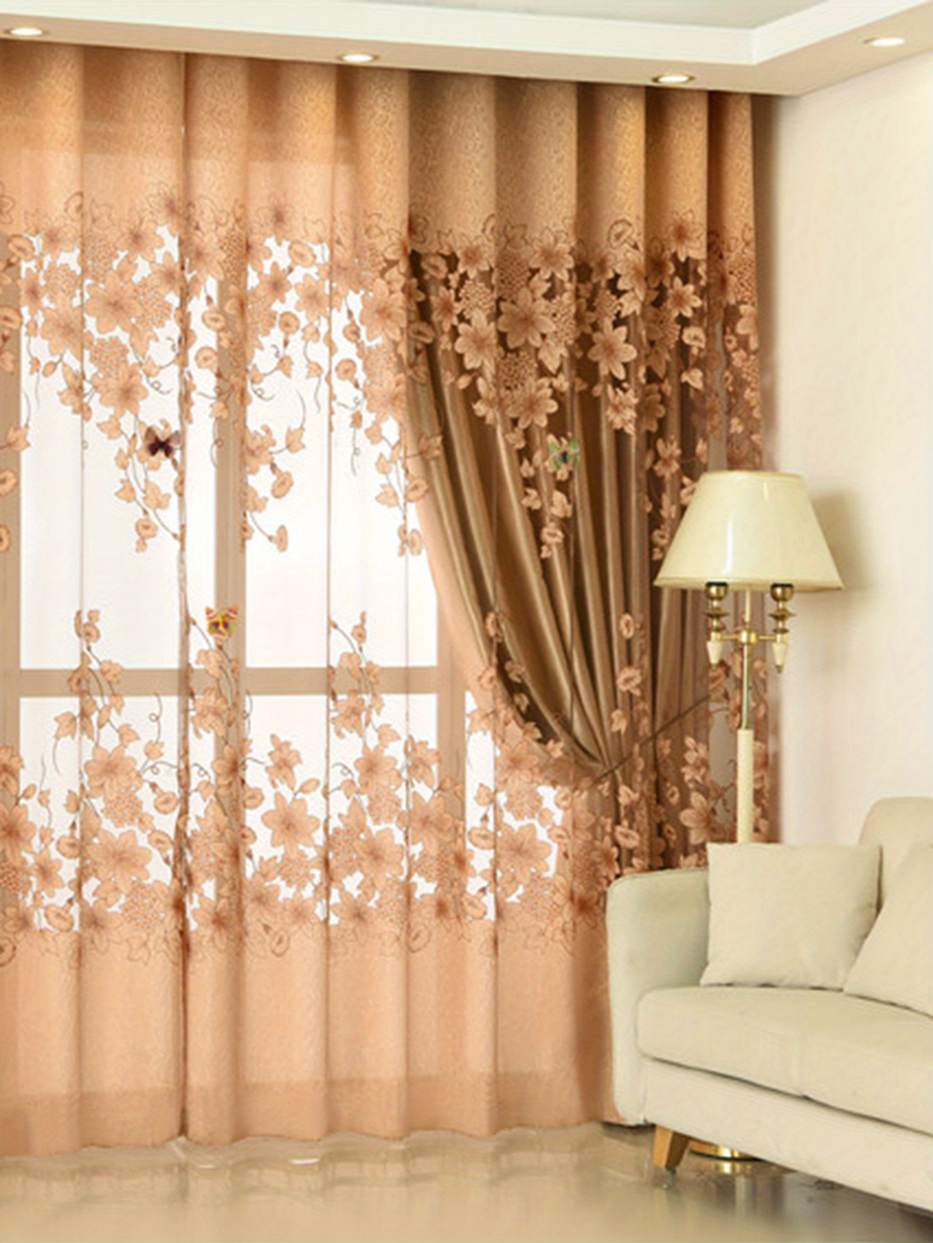 1pc flower pattern sheer curtain   style   pattern single layer flower thin sheer curtain rod pocket suitable for living room and bedroom home decoration details 2