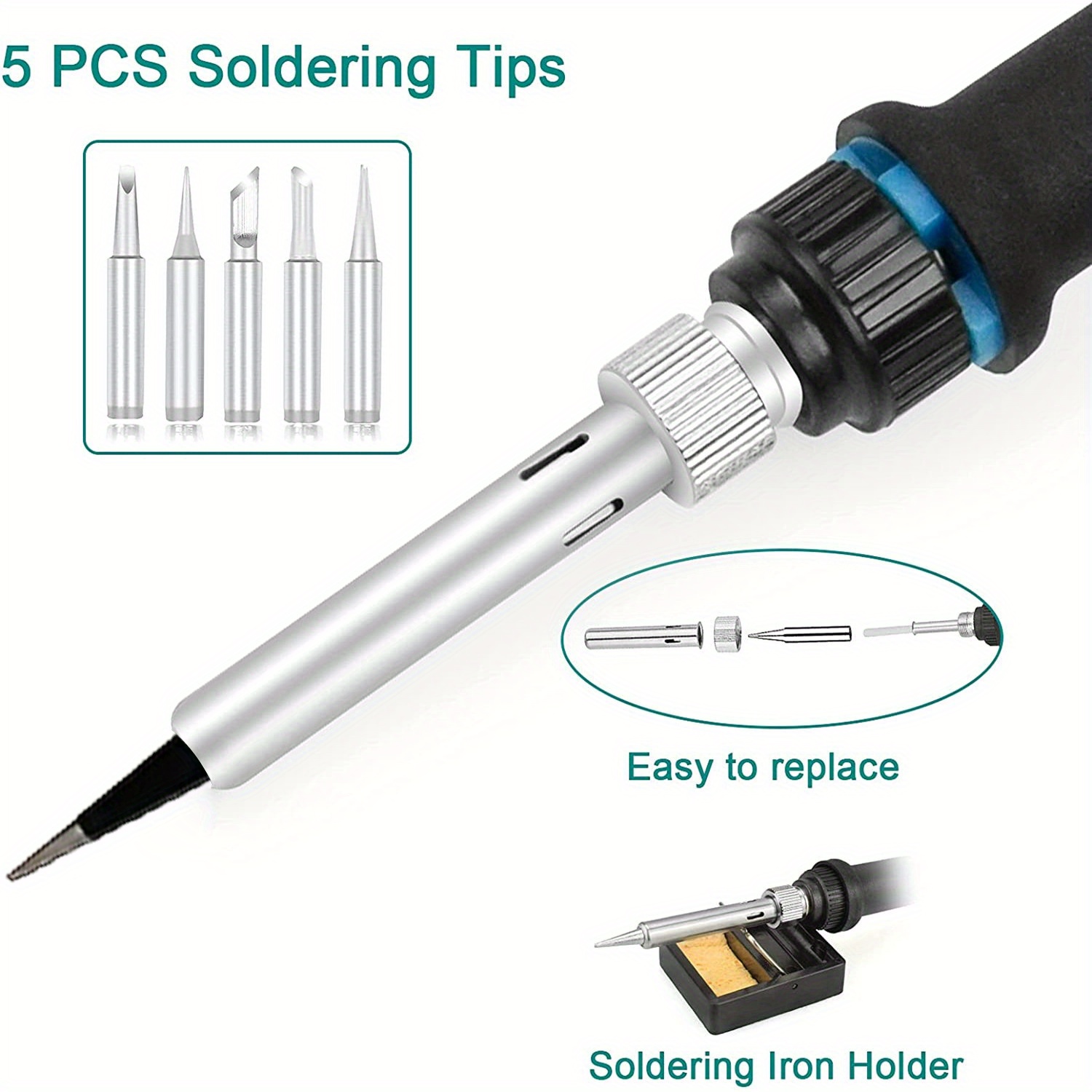 Set Of 8 80w Electric Soldering Iron Kit 180 480 Degree Adjustable With ...