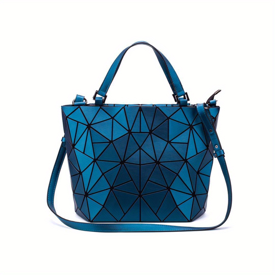 Geometric Luminous Purse Handbags Set of 2 , Iridescent Ladies Tote Bag, Wallet Reflective