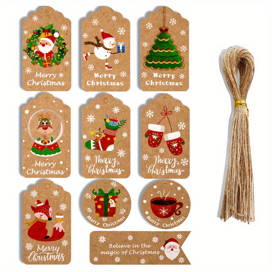 Merry Christmas Diy Kraft Tags Labels Gift Wrapping Paper - Temu