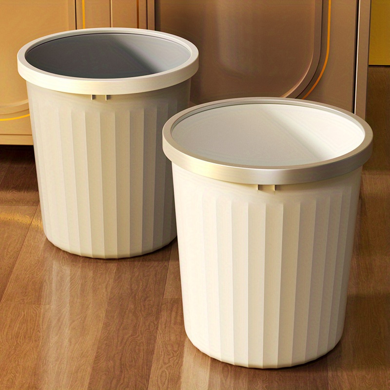 Plastic Lidless Trash Can, Medium Garbage Can With Pressure Ring, Kitchen  Bathroom Bedroom Living Room Dorm Office Toilet Garbage Can - Temu