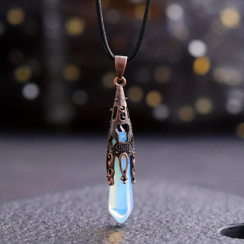Enhance Style Natural Crystal Stone Necklace Gem Pendant - Temu