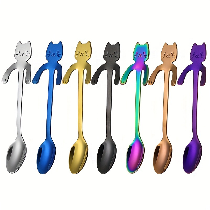 Stainless Steel Cat Claw Spoon And Fork Set With Storage - Temu