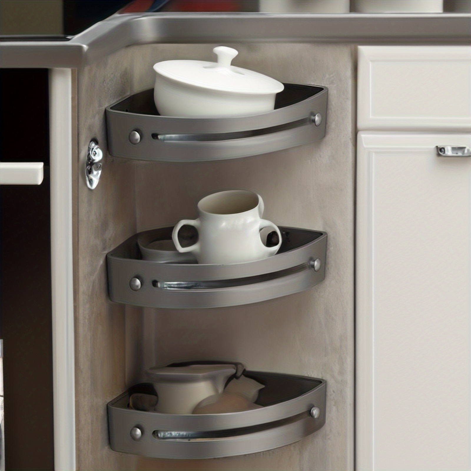 Portable Suction Corner Shelf For Kitchen