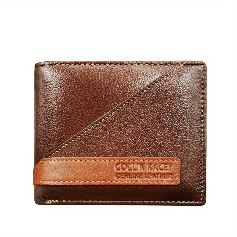 Mens Genuine Leather Bifold Wallet With Id Window Birthday Gift Gift