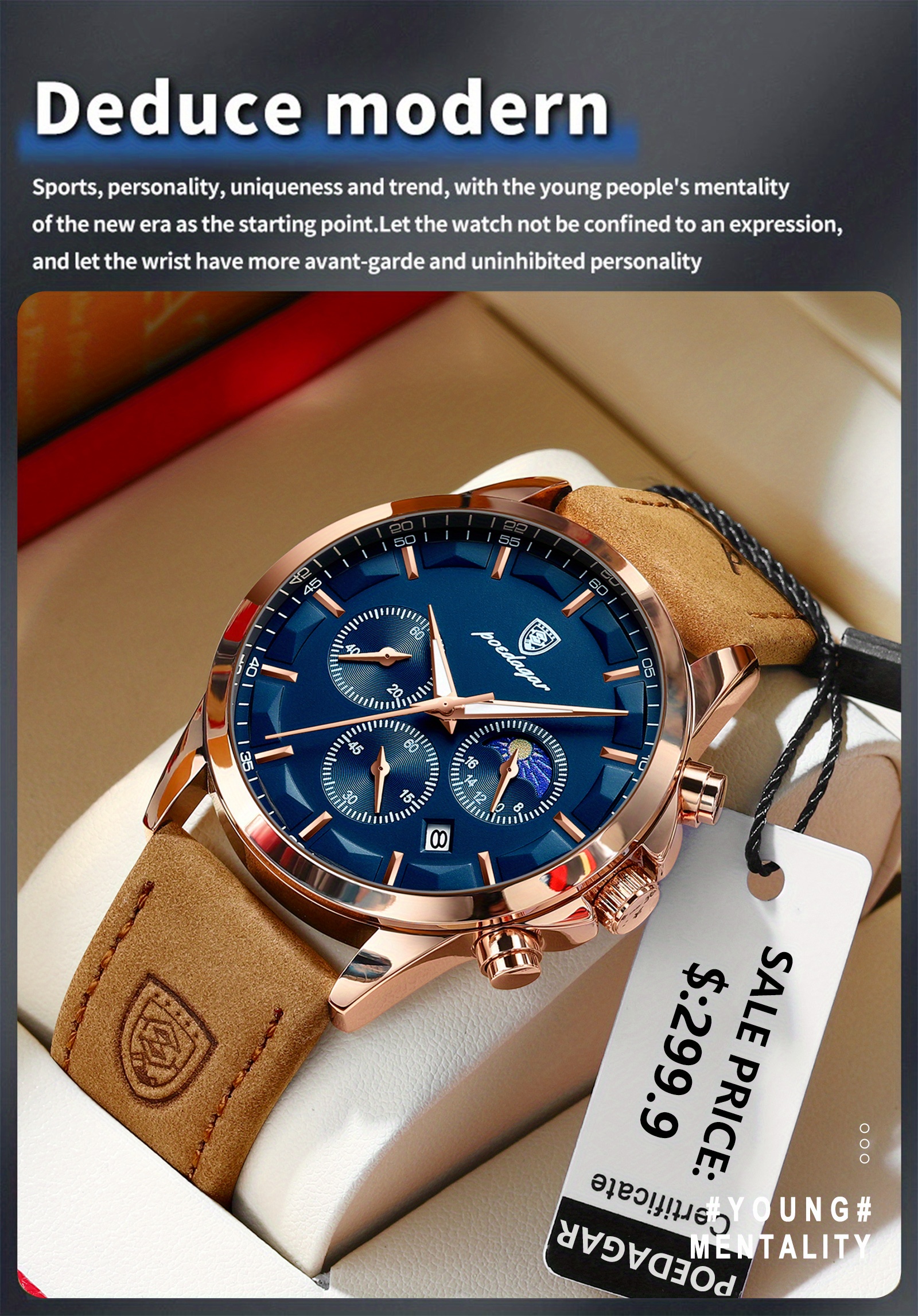   waterproof luminous calendar mens watch trendy casual quartz watch   for gifts details 3