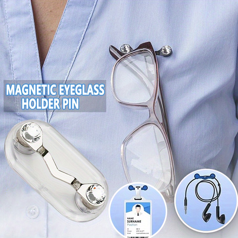 Stainless Steel Magnetic Eyeglass Holder Id Badge Holder - Temu