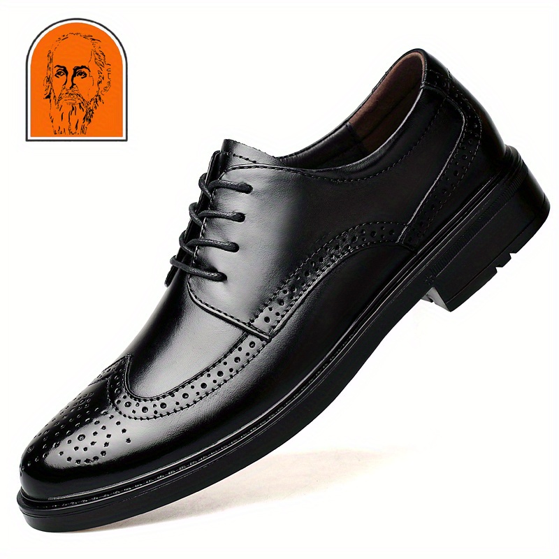 Mens Derby Shoes Brogue Wingtip Lace Up Front Dress Shoes For Men