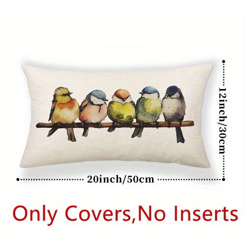 2pcs 12inch 20inch oil   bird pillow cover cushion cover double sided printed polyester linen pillow   sofa seat lumbar pillow lumbar   bedroom decorative pillows pillows not included details 3