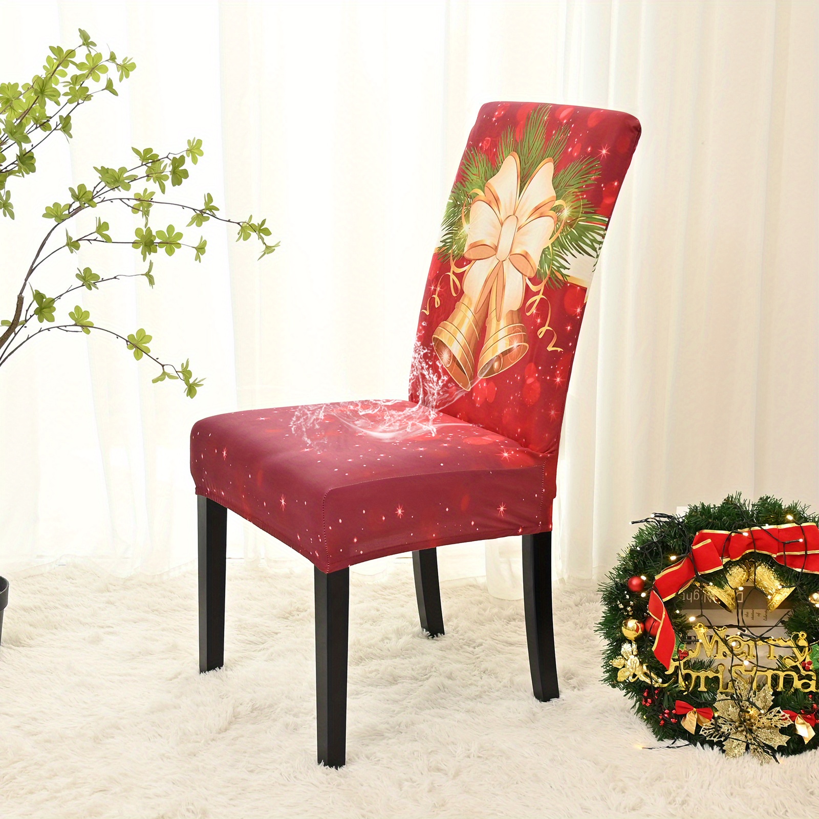 Dining Chair Slipcovers Christmas Bell Waterproof Chair - Temu