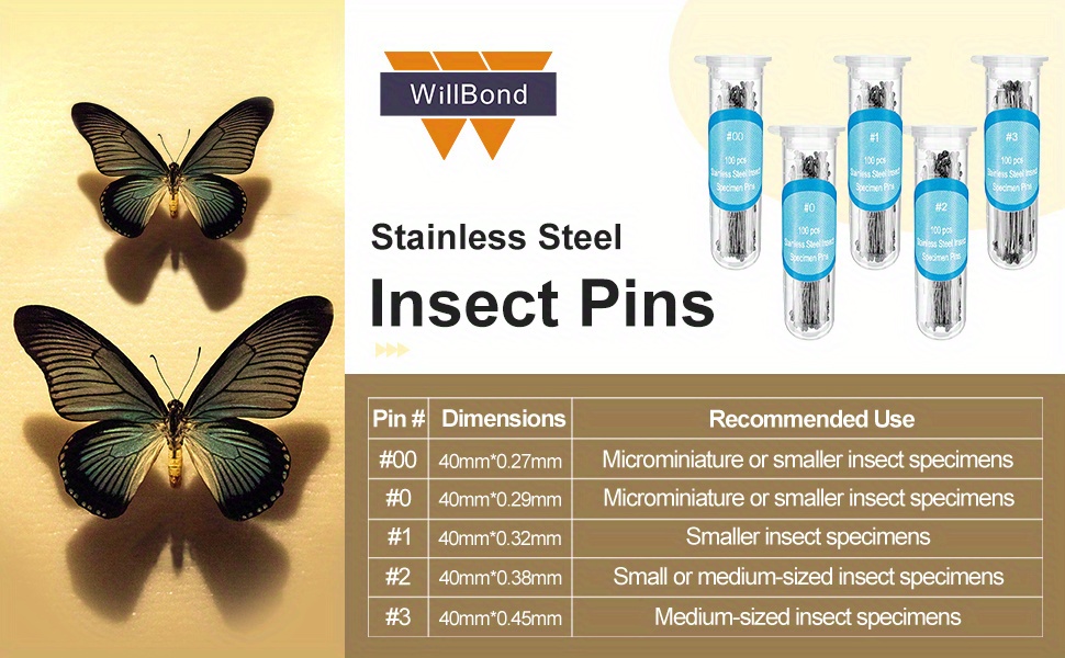 Black Insect Pins Specimen Stainless Steel Pins Needle, Thin & Strong  Insect Pinning Craft Tools for School Lab Science Education/Insect  Collector/Bug